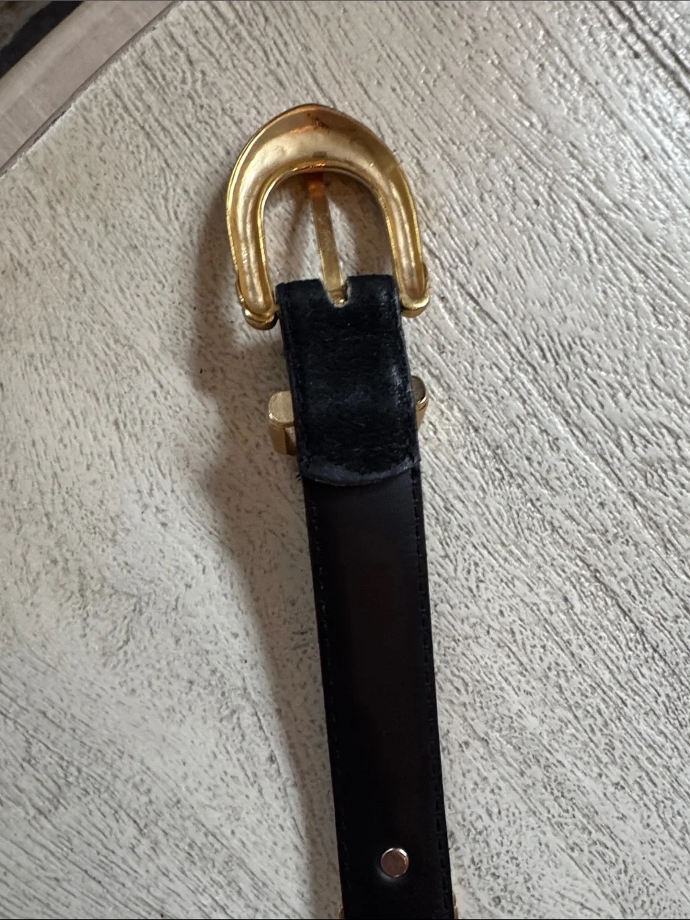 JG Hook Black Leather Belt with Gold Buckle size M/L